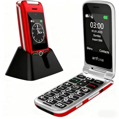 artfone G6 Pro Red - 4G LTE Flip Phone Unlcoked丨Cell Phone for Seniors丨2.4" Dual-LCD丨SOS Button丨Loud Speaker丨Camera丨Charging Dock丨Talking Clock丨Speed Dial丨 Hands-free丨Dumb Phone丨Caller-ID丨Large Fonts